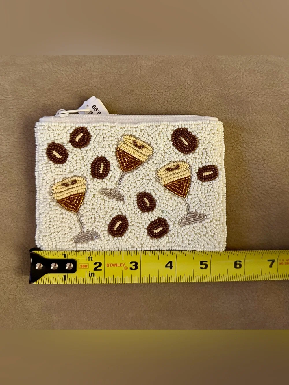 🫘🍸White Beaded Espresso Martini Coin Pouch